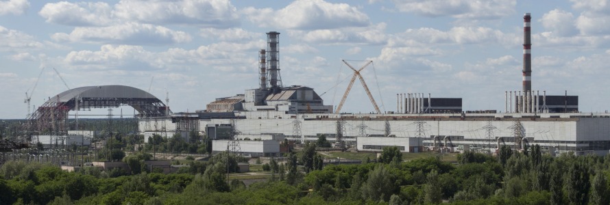 Chernobyl NPP Site Panorama with NSC Construction . June 2013